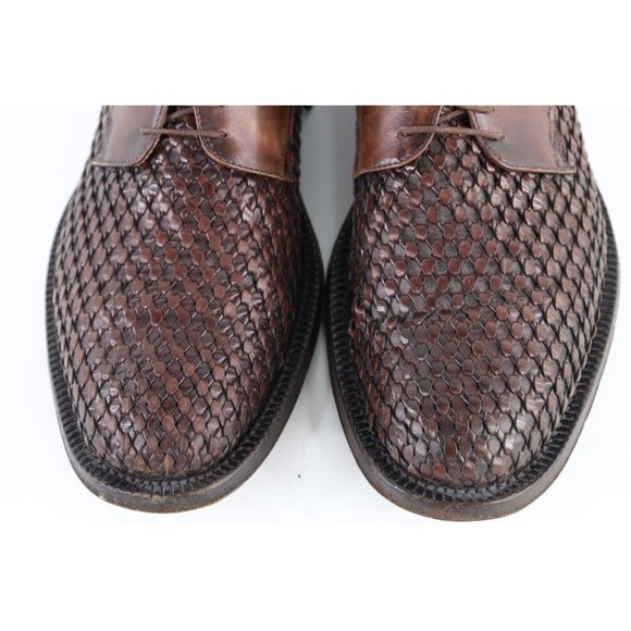 Bruno Magli Mens Size 11 M Braided Leather Oxford Dress Shoes Brown Italy Made main image 9